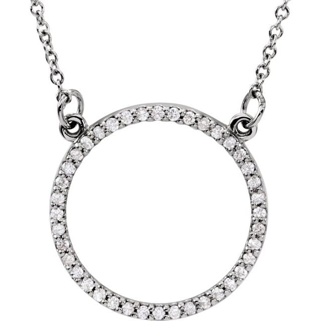 14K White 1/6 CTW Natural Diamond Circle 16" Necklace