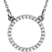 14K White 1/8 CTW Natural Diamond Circle 16" Necklace