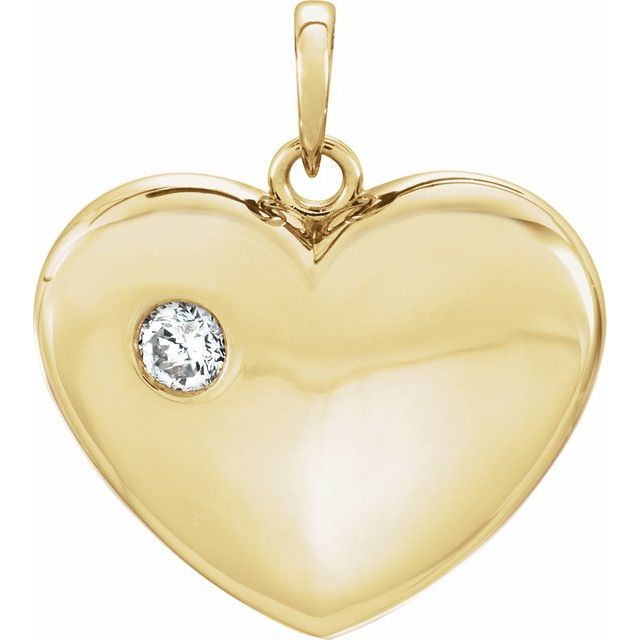 14K Yellow 1/6 CT Natural Diamond Heart Pendant