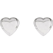 14K White Heart Earrings