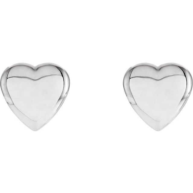 14K White Heart Earrings