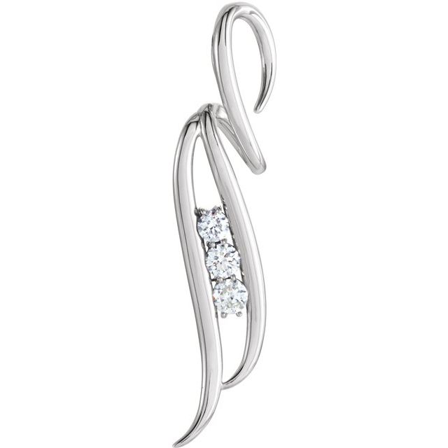 14K White 1/4 CTW Natural Diamond Freeform Pendant
