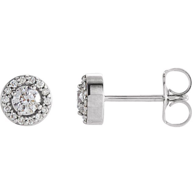 14K White 1/4 CTW Natural Diamond Halo-Style Earrings
