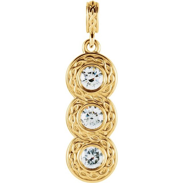 14K Yellow 1/3 CTW Natural Diamond Three-Stone Pendant