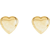 14K Yellow Heart Earrings
