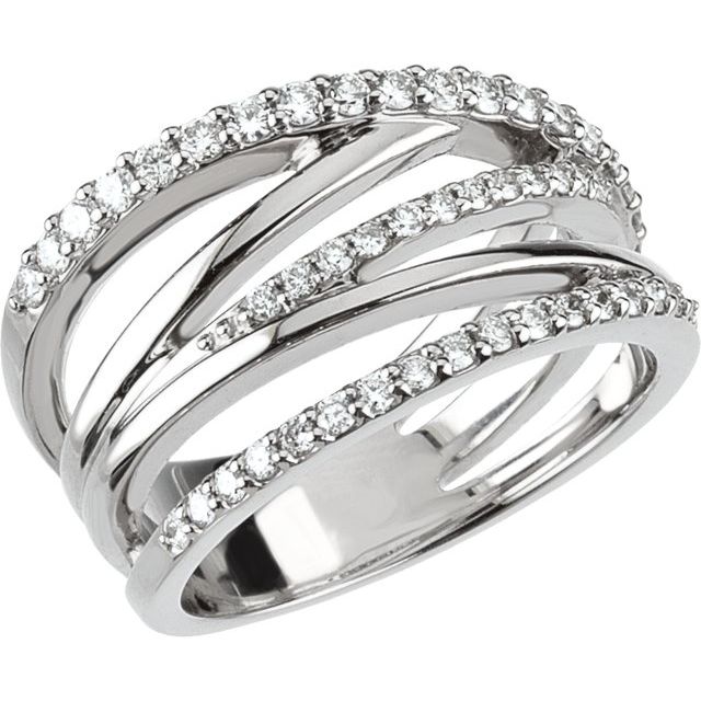 14K White 1/2 CTW Natural Diamond Criss Cross Ring