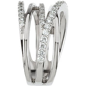 14K White 1/2 CTW Natural Diamond Criss Cross Ring