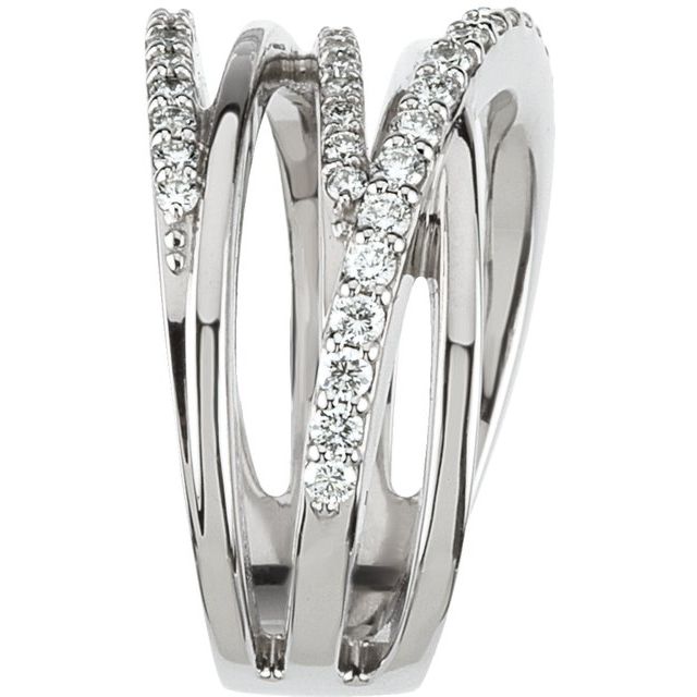 14K White 1/2 CTW Natural Diamond Criss Cross Ring