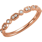 14K Rose Gold 1/8 CTW Natural Diamond Stackable Ring - Elegant Design