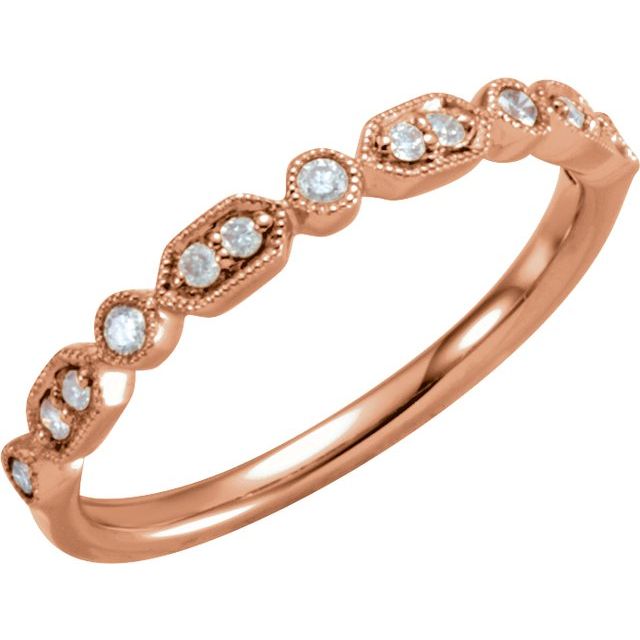 14K Rose Gold 1/8 CTW Natural Diamond Stackable Ring - Elegant Design