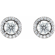 14K White 1/2 CTW Natural Diamond Halo-Style Earrings