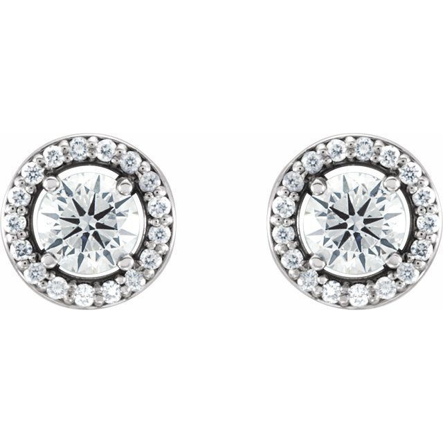 14K White 1/2 CTW Natural Diamond Halo-Style Earrings