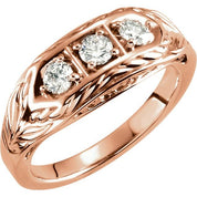 14K Rose 1/2 CTW Natural Diamond Three-Stone Ring