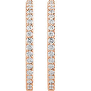 14K Rose 3 CTW Natural Diamond Inside-Outside 34.5 mm Hinged Hoop Earrings