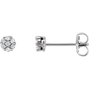 14K Natural Diamond Cluster Earrings in White, Yellow, and Rose Gold