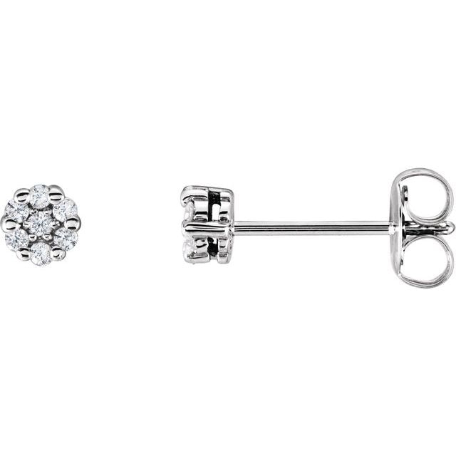 14K Natural Diamond Cluster Earrings in White, Yellow, and Rose Gold