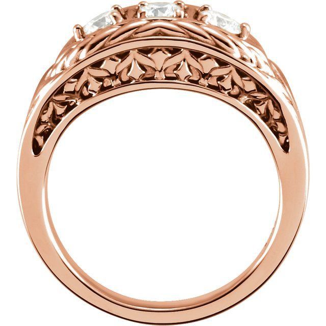 14K Rose 1/2 CTW Natural Diamond Three-Stone Ring