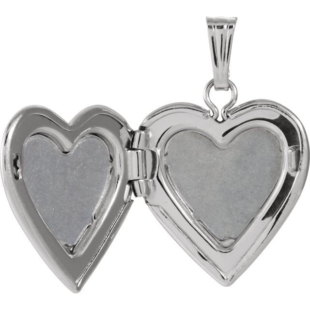 14K White .010 CT Natural Diamond Heart Locket