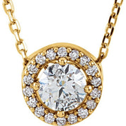 14K Yellow 3/8 CTW Natural Diamond Halo-Style 16" Necklace