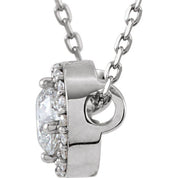14K Lab-Grown Diamond Halo-Style 16" Necklace with 1/5 to 1/2 CTW Diamond Accents