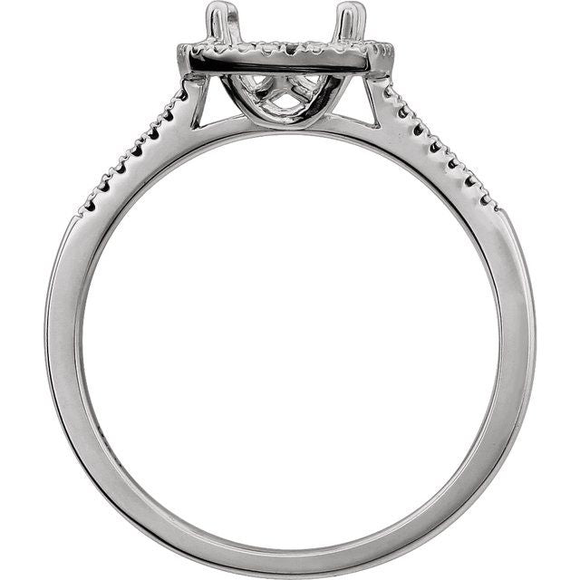 Sterling Silver 7 mm Round .015 CTW Natural Diamond Semi-Set Ring