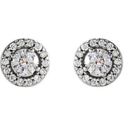 14K White 1/4 CTW Natural Diamond Halo-Style Earrings