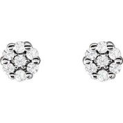 14K Natural Diamond Cluster Earrings in White, Yellow, and Rose Gold