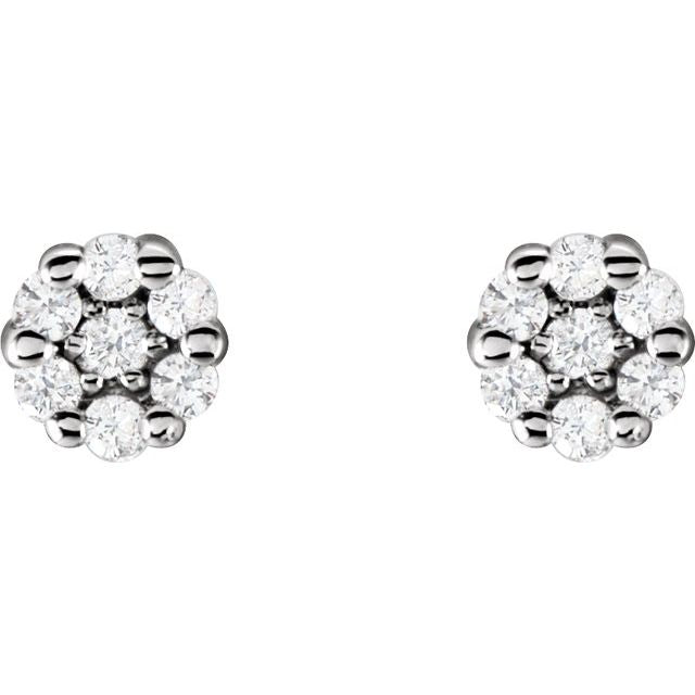 14K Natural Diamond Cluster Earrings in White, Yellow, and Rose Gold