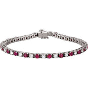 14K White Lab-Grown Ruby & 2 3/8 CTW Natural Diamond Line 7" Bracelet