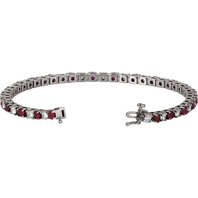 Platinum Natural Ruby & 2 1/3 CTW Natural Diamond Line 7" Bracelet