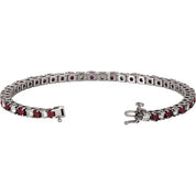 14K White Lab-Grown Ruby & 2 3/8 CTW Natural Diamond Line 7" Bracelet
