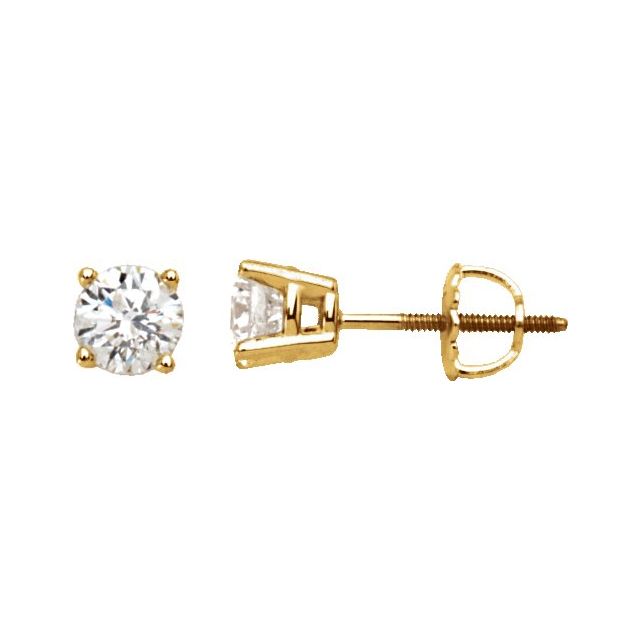14K Yellow 1 CTW Natural Diamond Stud Earrings