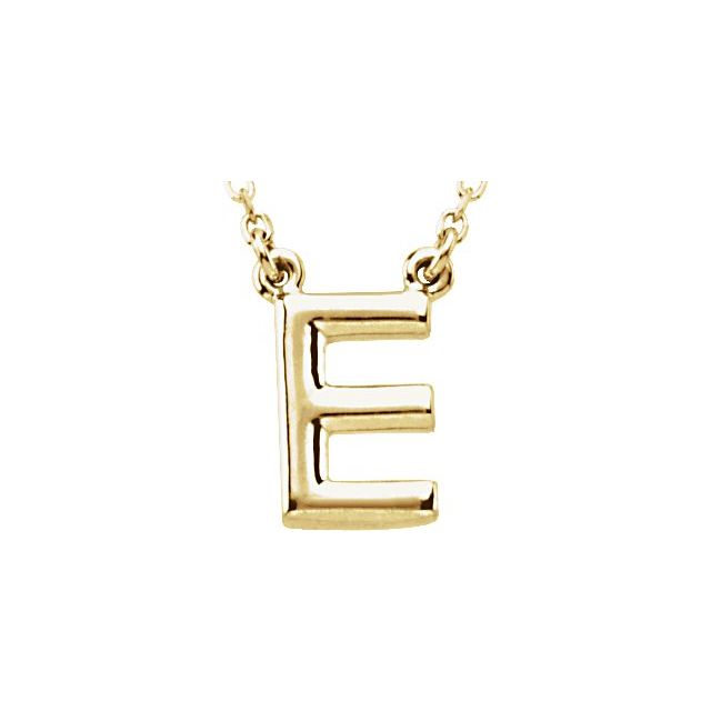 14K Gold Block Font Initial Necklace 16" in Rose Yellow & White