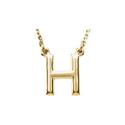 14K Gold Block Font Initial Necklace 16" in Rose Yellow & White