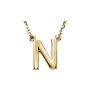 14K Gold Block Font Initial Necklace 16" in Rose Yellow & White