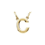 14K Gold Block Font Initial Necklace 16" in Rose Yellow & White
