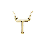 14K Gold Block Font Initial Necklace 16" in Rose Yellow & White