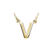14K Gold Block Font Initial Necklace 16" in Rose Yellow & White