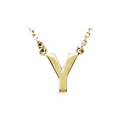 14K Gold Block Font Initial Necklace 16" in Rose Yellow & White