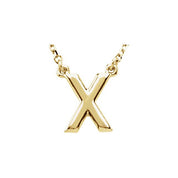 14K Gold Block Font Initial Necklace 16" in Rose Yellow & White