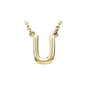14K Gold Block Font Initial Necklace 16" in Rose Yellow & White