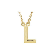 14K Gold Block Font Initial Necklace 16" in Rose Yellow & White
