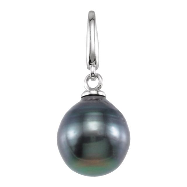 14K White Cultured Gray Tahitian Pearl Charm