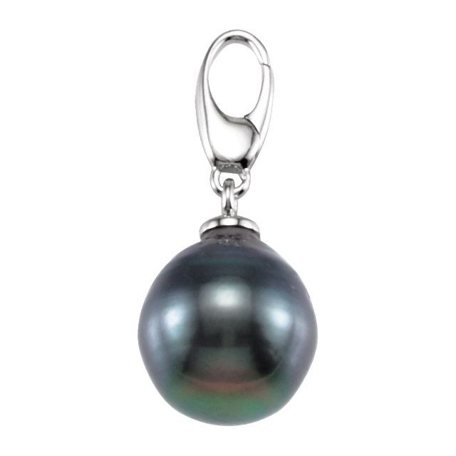 14K White Cultured Gray Tahitian Pearl Charm