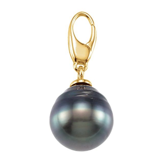 14K Yellow Cultured Gray Tahitian Pearl Charm