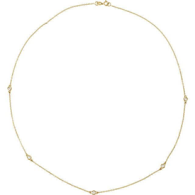 14K Yellow 1/4 CTW Natural Diamond 5-Station 18" Necklace