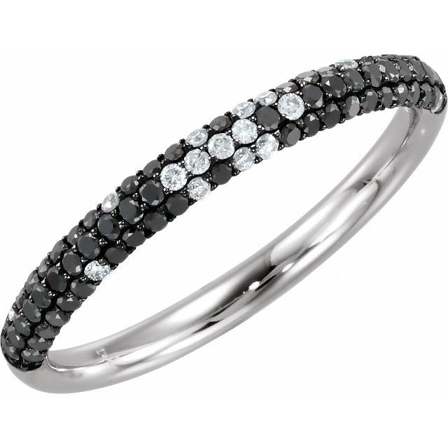 Black Rhodium-Plated 14K White 3/8 CTW Natural Black & White Diamond Micro Pave Ring