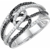 Black Rhodium-Plated 14K White 3/4 CTW Black & White Natural Diamond Ring