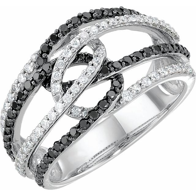 Black Rhodium-Plated 14K White 3/4 CTW Black & White Natural Diamond Ring