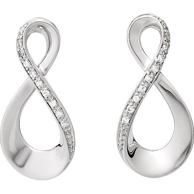 14K White .08 CTW Natural Diamond Infinity-Inspired Earrings